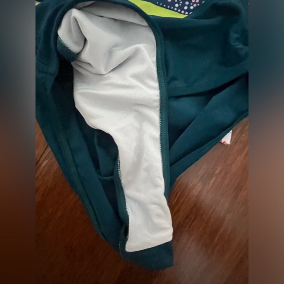 Swimwear Tankini 2PC Multi Graphic Stripe Tank Top Solid High Waist Bikini SZ L - Picture 6 of 8